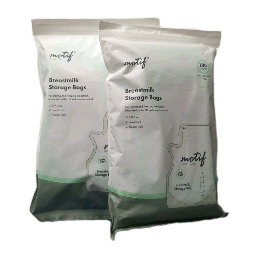 (2) NEW Motif Medical Breast Milk Storage Bags 8oz Single Use 100 count BPA-Free